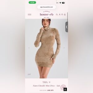 NWT House of CB Fawn Chenille Turtleneck Mini Dress